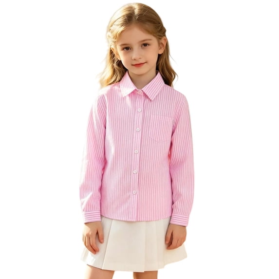JFTTX Big Boys Striped Shirt Long Sleeve Button Down Shirts for Boys Lapel Neck Gentleman Tops for Kids
