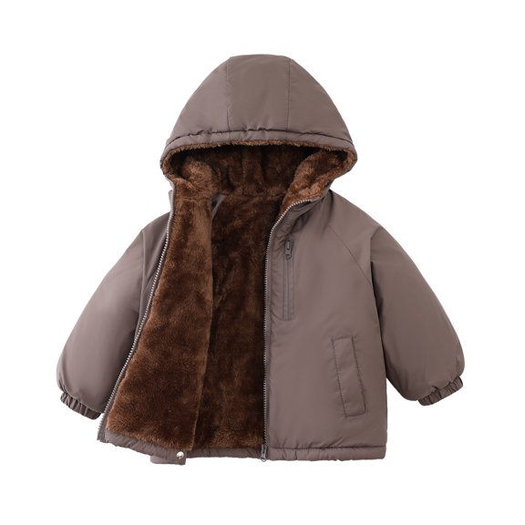JFTTX Boys Fleece Jacket Sherpa Lined Jackets for Boys Zip Up Hooded Coat Fall Winter Thick Warm Outerwear with Pockets Size 18M-8Y