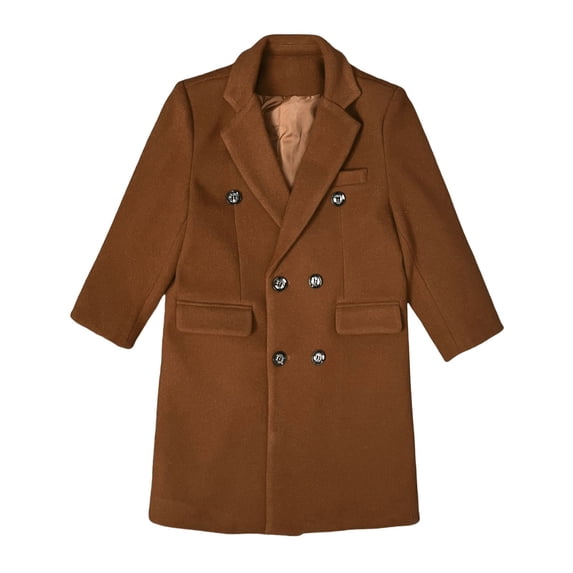 JFTTX Boys Trench Coat Notch Lapel Long Coats for Boys Fall Winter Warm Outerwear with Pockets Size 3-16Y