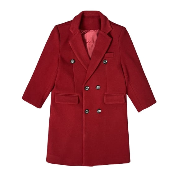JFTTX Boys Trench Coat Notch Lapel Long Coats for Boys Fall Winter Warm Outerwear with Pockets Size 3-16Y