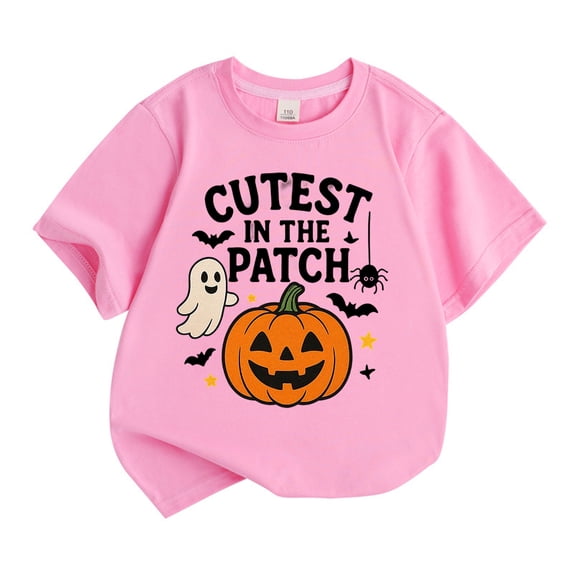 JFTTX Little Kids Halloween Graphic Tee Short Sleeve T-Shirts for Boys Crew Neck Casaul Tops for Children