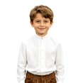thumbnail image 1 of JFTTX Toddler Boys Shirt Long Sleeve Stand Collar Button Down Shirts for Boys Solid Color Casual Tops for Kids, 1 of 4