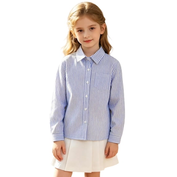 JFTTX Toddler Boys Striped Shirt Long Sleeve Button Down Shirts for Boys Lapel Neck Gentleman Tops for Kids