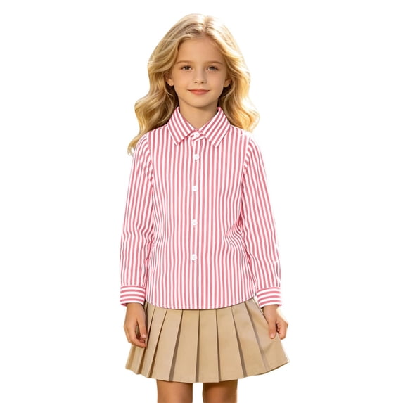 JFTTX Toddler Kids Striped Shirt Long Sleeve Button Down Shirts for Boys Lapel Neck Gentleman Tops for Children
