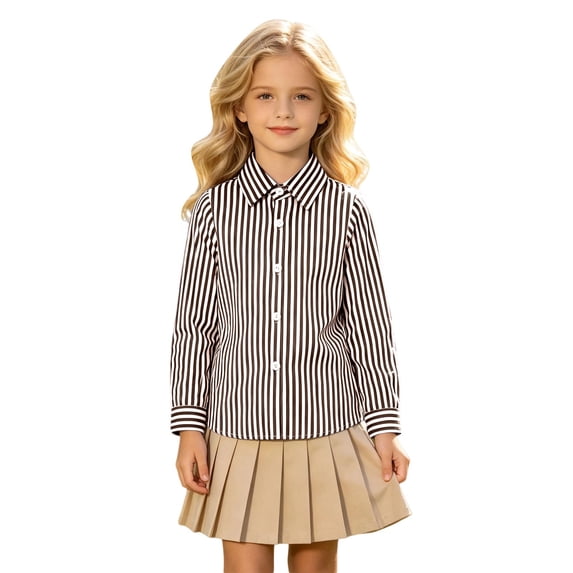JFTTX Toddler Kids Striped Shirt Long Sleeve Button Down Shirts for Boys Lapel Neck Gentleman Tops for Children