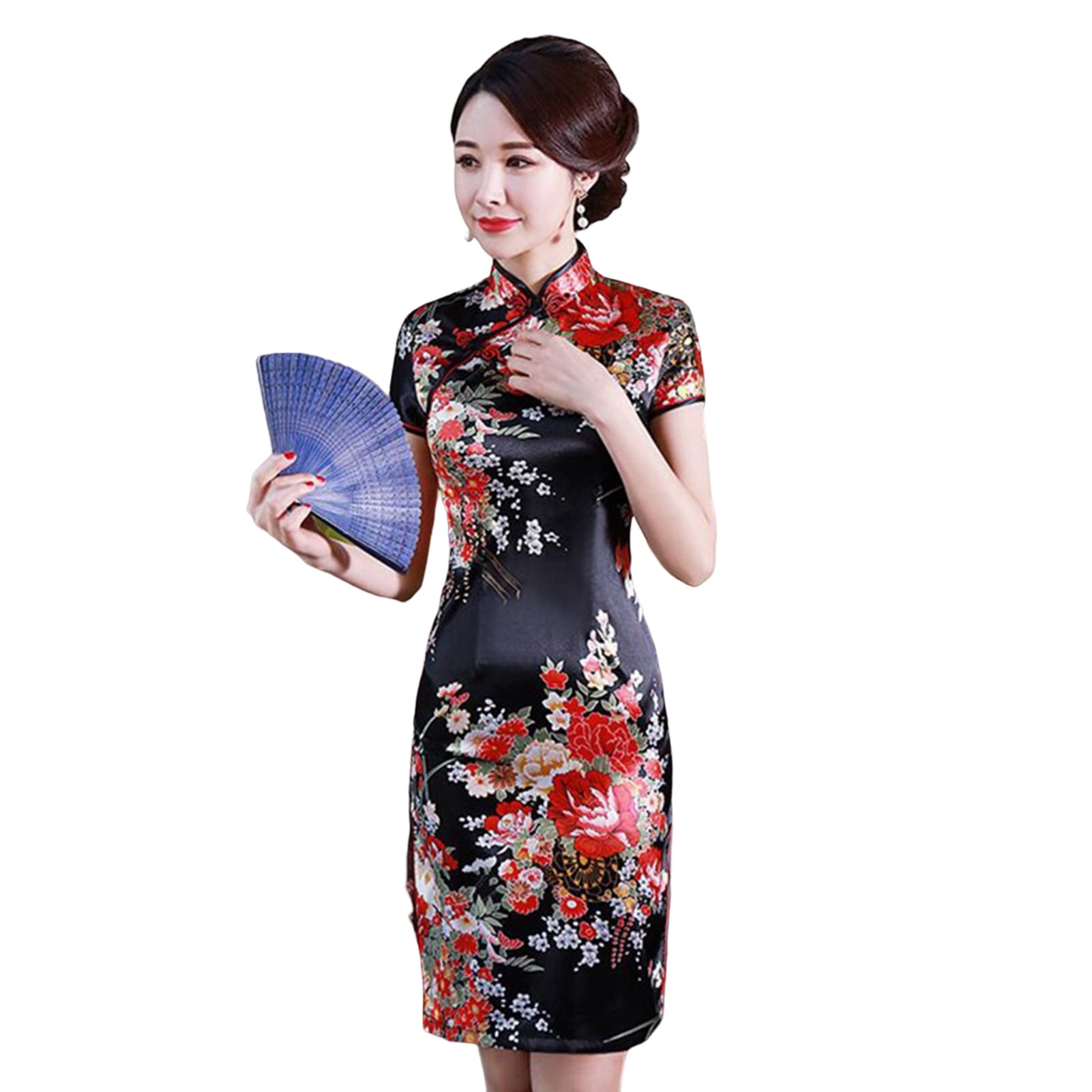 JFYi Mandarin Collar Short Sleeve Disc Buckles Side Split JFYi Mandarin Collar Short Sleeve Disc Buckles Side Split