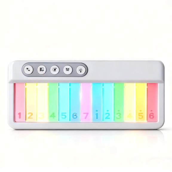 JFengqi 13 Keys Mini Piano Keyboard, Adjustable Volume, Lights, 12 Melodies, 5 Sound Effects, Gift for for Kids Toddlers, White