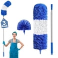 thumbnail image 1 of JFengqi Microfiber Duster with 30-100" Telescopic Pole, Reusable Home Cleaning Kit for High Ceilings, Fans, Cobwebs, Blinds & Furniture, Blue, 1 of 7
