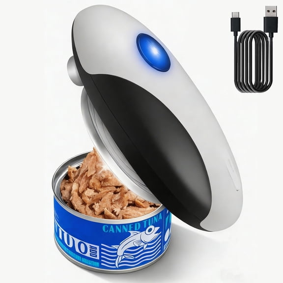JFengqi Electric Can Opener, One-Touch Automatic Can Opener, Rechargeable, Hands-Free, Fits All Can Sizes, Catch for Kitchen & Seniors with Arthritis