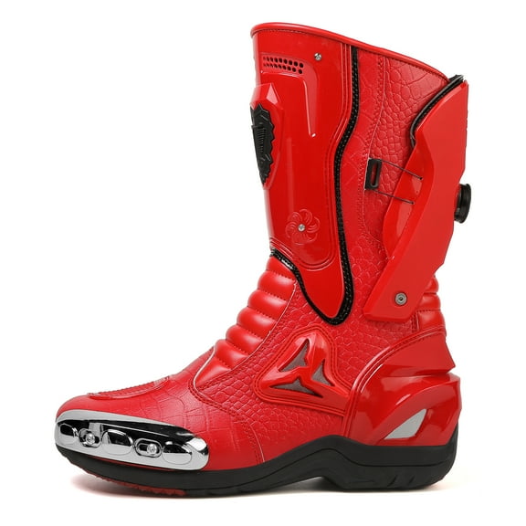 JG WOLVES - Motorcycle Boots - All-Season Comfort & Adventure - Waterproof Touring & Off-Road Riding Shoes - For Men & Women,Red,43