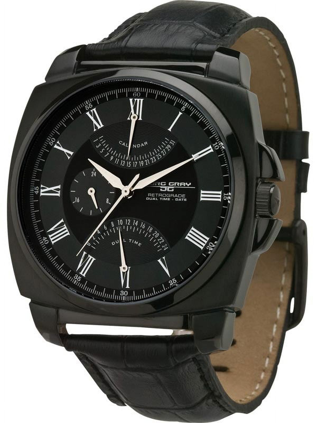 JG1040-12 Men's Leather Strap Retrograde Calendar Watch - Walmart.com