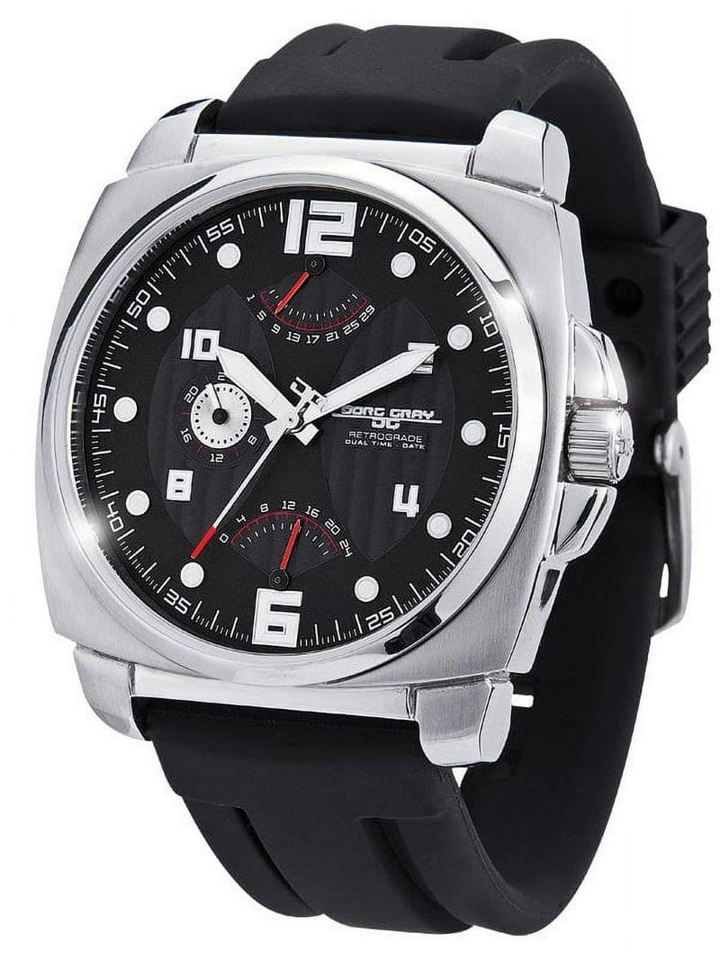 JG1040-20 Men's Dual Time Black Silicon Strap Watch - Walmart.com