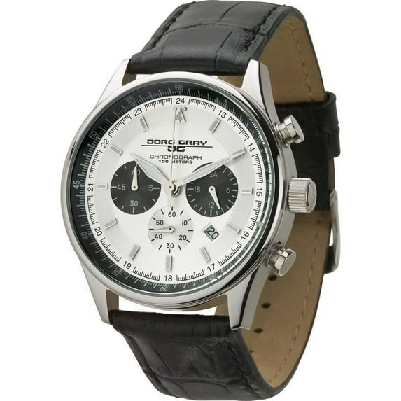JG6550 Men's Silver Dial Leather Strap Chronograph Watch