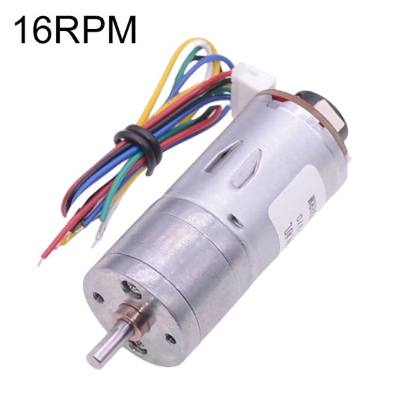JGA25-370 DC Gear Motor With Encoder High Torque 9Kgcm 6V Reduction Electric Motor Precise Position Control Multiple RPM Metal Plastic(16RPM)