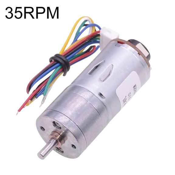 JGA25-370 DC Gear Motor With Encoder High Torque 9Kgcm 6V Reduction Electric Motor Precise Position Control Multiple RPM Metal Plastic(35RPM)