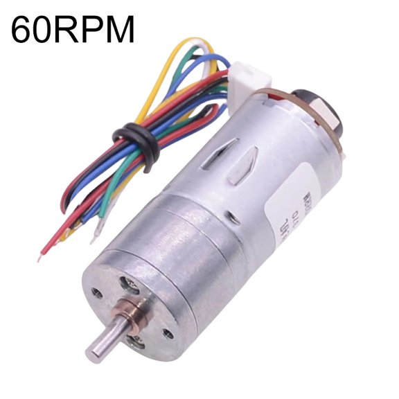 JGA25-370 DC Gear Motor With Encoder High Torque 9Kgcm 6V Reduction Electric Motor Precise Position Control Multiple RPM Metal Plastic(60RPM)