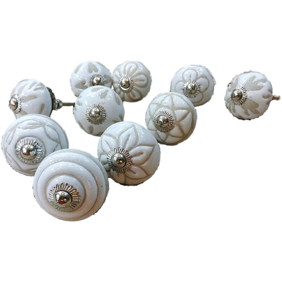 JGARTS 20 Knobs White Hand Painted Ceramic Knobs Cabinet Drawer Pull