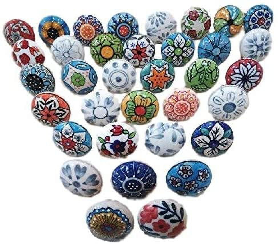 JGARTS 20 X Mix Vintage Look Flower Ceramic Knobs Door Handle Cabinet Drawer Cupboard Pull