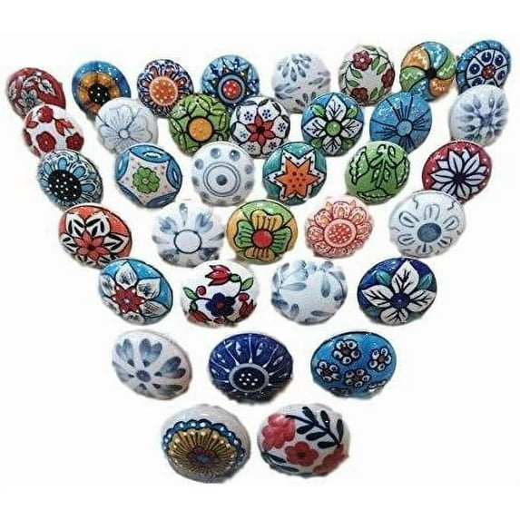 JGARTS 20 X Mix Vintage Look Flower Ceramic Knobs Door Handle Cabinet Drawer Cupboard Pull