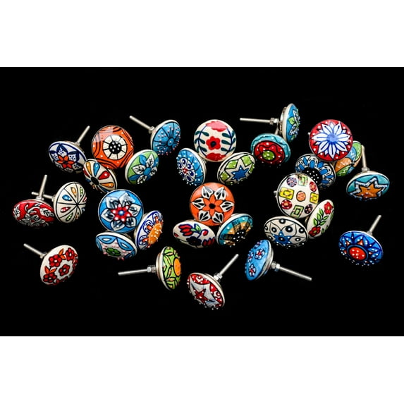 JGARTS 20 X Mix Vintage Look Flower Ceramic Knobs Door Handle Cabinet Drawer Cupboard Pull