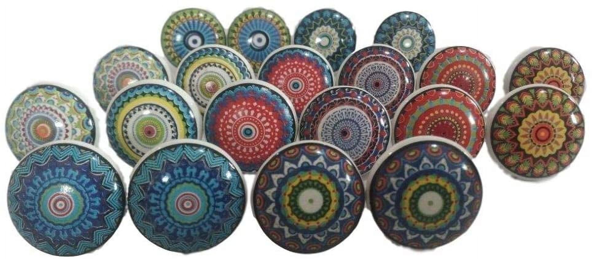 JGARTS Mix Colorful Rare Vinatge Look Mixed Round Flower Shape Ceramic Pottery Door knobs Cabinet Handle Cupboard Pulls Drawer Puller knob (10)