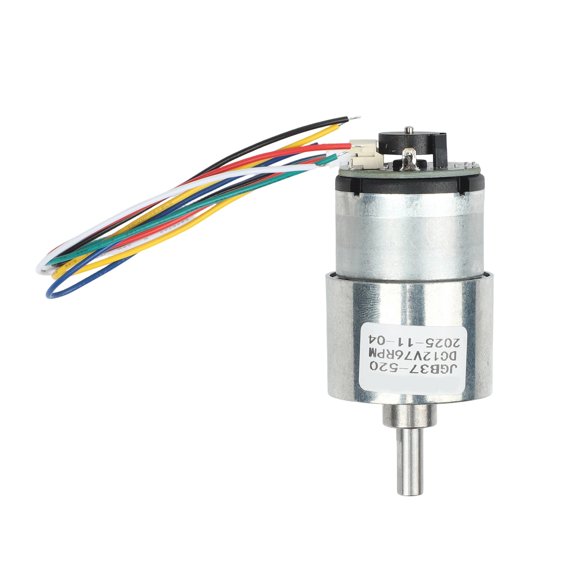 JGB37-520 DC Geared Motor with Hall Effect Encoder, High Torque 25kgcm, Adjustable 7-960RPM, Forward Reverse, for Robot Smart Car Measurement Vehicle(12V176)