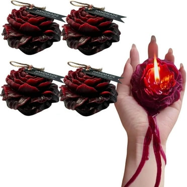 JGF844 4 Pcs Low Temperature Candles Wine Red Rose Flower Shaped Scented Candles Adult Low Heat Body Safe Candles Wax Play