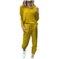 thumbnail image 1 of JGGSPWM 2 Piece Sweatsuits for Women Casual Active Wear Outfit Jogger Set Fall Fashion 2023 Matching Pajama Pjs Lounge Wear Yellow XL, 1 of 5
