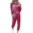 thumbnail image 1 of JGGSPWM 2 Piece Sweatsuits for Women Casual Active Wear Outfit Jogger Set Fall Fashion 2024 Matching Pajama Pjs Lounge Wear Hot Pink XXXXL, 1 of 5
