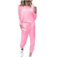 thumbnail image 1 of JGGSPWM 2 Piece Sweatsuits for Women Casual Active Wear Outfit Jogger Set Fall Fashion 2024 Matching Pajama Pjs Lounge Wear Pink M, 1 of 5