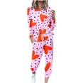thumbnail image 1 of JGGSPWM 2 Piece Valentines Sweatsuits for Women Casual Active Wear Outfit Jogger Set CuteHeart Print Spring Fashion 2024 Matching Pajama Pjs Lounge Wear Pink L, 1 of 6