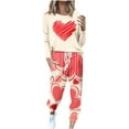 thumbnail image 1 of JGGSPWM 2 Piece Valentines Sweatsuits for Women Casual Active Wear Outfit Jogger Set CuteHeart Print Spring Fashion 2024 Matching Pajama Pjs Lounge Wear Red S, 1 of 6