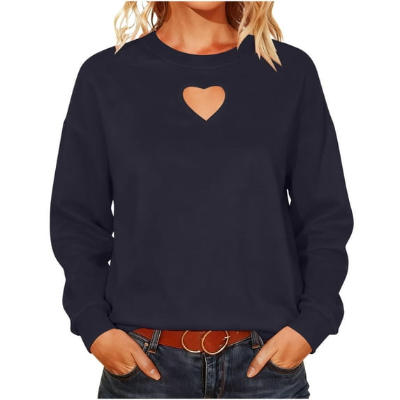 JGGSPWM 3/4 Length Sleeve Womens Tops Heart Keyhole Crewneck Shirts Dressy Casual Spring Blouses Summer Spring Basic Tees Blue XL
