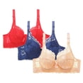 thumbnail image 1 of JGGSPWM 3-Pack Womens Lifting Gathering Bras Plus Size Adjustable Strap Underwire Support Lace Cover Everyday Bra Yellow S, 1 of 2