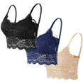 thumbnail image 1 of JGGSPWM 3PC Women Lace Bra Plunge Padded No Underwire Bralettes Camisole Solid Strap Wrap Hollow Out Bra Underwear Black L, 1 of 1