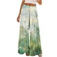 thumbnail image 1 of JGGSPWM Baggy Pants Women Casual Fashion Floral Print Pants Elastic Waist Cotton Linen Pockets Wide Leg Pants Flowy Beach Travel Trousers Multicolor S, 1 of 6