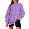 thumbnail image 1 of JGGSPWM Basic Solid Fleece Lined Drop Shoulder Sweatshirt Oversized Premium Crewneck Long Sleeve Pullover Jumper Tops Essential Shirts Classic Fit Shirts Purple S, 1 of 4