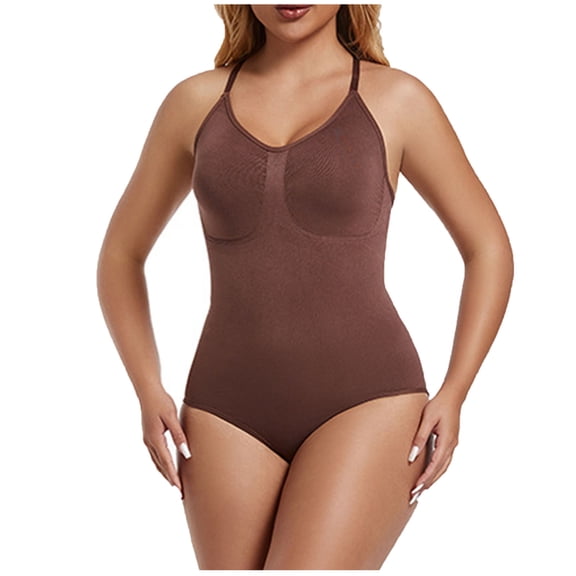 JGGSPWM Bodysuit for Women Tummy Control Shapewear Seamless Tight Strapless Suspender Body Clothes Body Shaping Open Jumpsuit Brown S