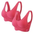 thumbnail image 1 of JGGSPWM Bra Comfy Corset Bra Front Cross Support Side Buckle Lace Bras Slim and Shape Bra Watermelon Red M, 1 of 9