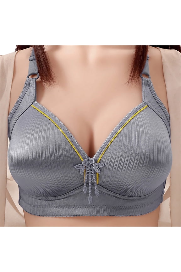 Bra for Older Women with Sagging Breast Deep Cup Full Back Coverage Comfort Shaper Bra Plus Size Everyday Bras Gray 38