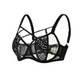 thumbnail image 1 of JGGSPWM Bra for Women Sheer Mesh Unlined Underwire Bra Full Coverage See Through Lace Bra for Large Breast Black S（75H）, 1 of 9