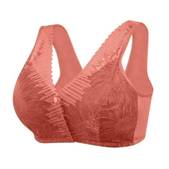 JGGSPWM Bralettes for Women Front Closure Lace Lingerie Bra Women's Fashion Soft Comfortable Underwear Bras Orange L