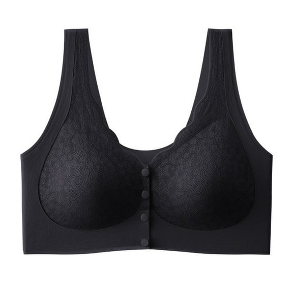 JGGSPWM Bras for Seniors Bras for Older Women Lightweight Comfort Breathable Front Closure Bras for Older Women Black L
