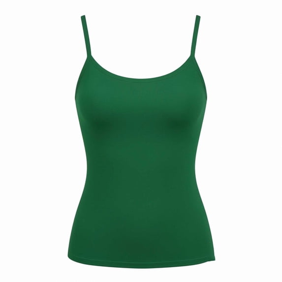 JGGSPWM Camisole Tops for Women Built in Bra Spaghetti Strap Tank Top Padded Casual Cami Shelf Bra Tanks Support Shapewear Green L