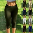 thumbnail image 1 of JGGSPWM Capri Leggings for Women Soft Slim Fit Workout Running Cropped Leggings Solid Color Casual Daily Bottoms Gray S, 1 of 7