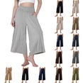 thumbnail image 1 of JGGSPWM Capri Pants for Women Low Rise Wide Leg Yoga Capris Summer Cute Going Out Flowy Pants Loungewear Trendy Streetwear Green S, 1 of 5
