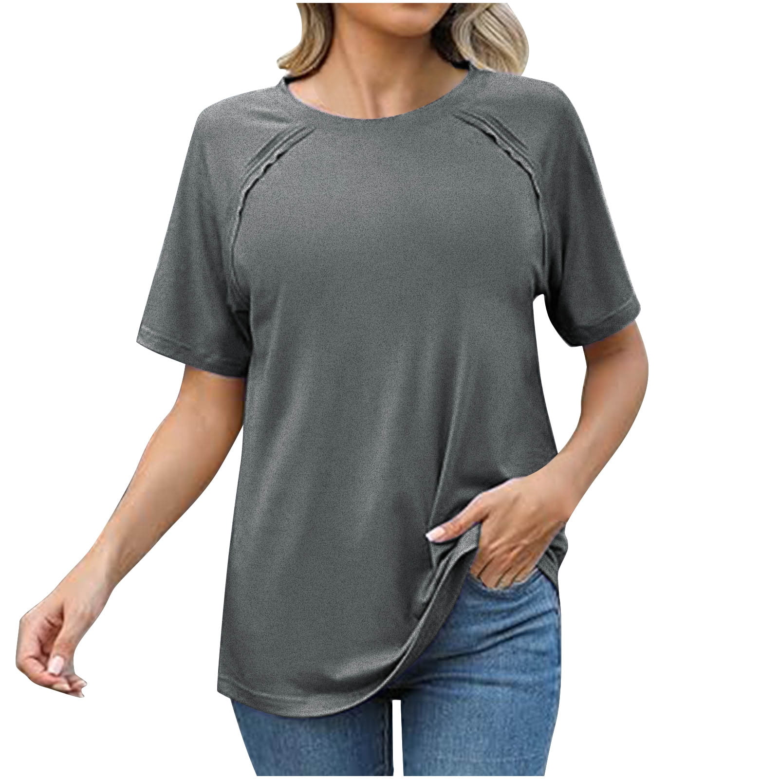 JGGSPWM Casual Loose Fit T Shirts Short Sleeve Crew Neck Summer Basic ...