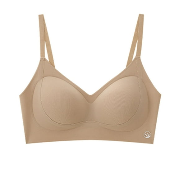 JGGSPWM Comfortable Solid Color Backless Seamless Full Coverage Bra for Women Wireless Bras with Soft Support Regular Size Beige XL
