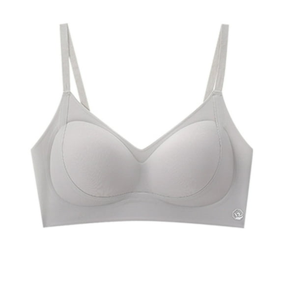 JGGSPWM Comfortable Solid Color Backless Seamless Full Coverage Bra for Women Wireless Bras with Soft Support Regular Size Gray XL