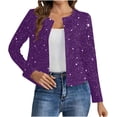 thumbnail image 1 of JGGSPWM Cropped Sequin Cardigans for Women Long Sleeved Open Front Elegant Glitter Party Jackets Ladies Sparkle Short Blazer Purple S, 1 of 9